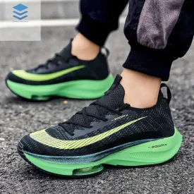 Air Cushion Sports Shoes Men Personalized Fashion Breathable Lace Up Knit Sneakers Casual Outdoor Running Walking Shoes