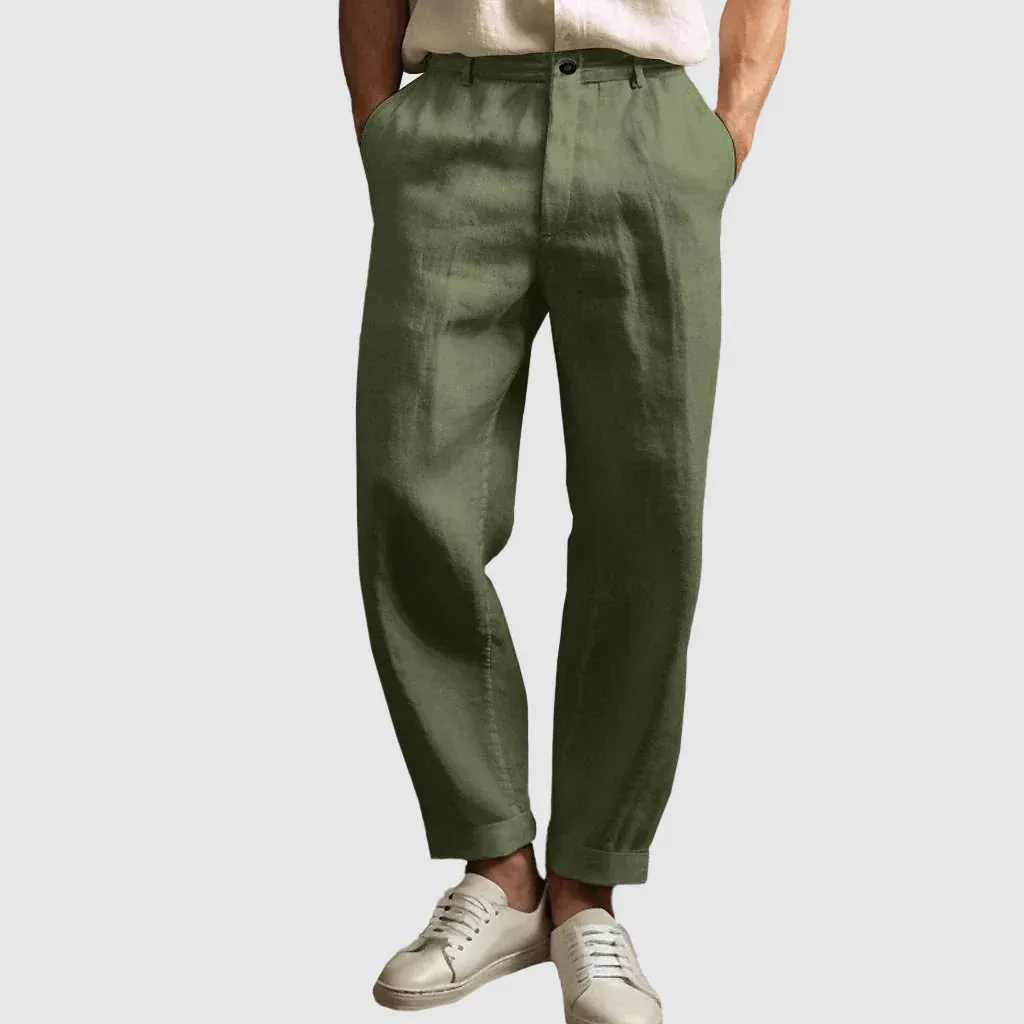 Amalfi Straight-Cut Linen Pants