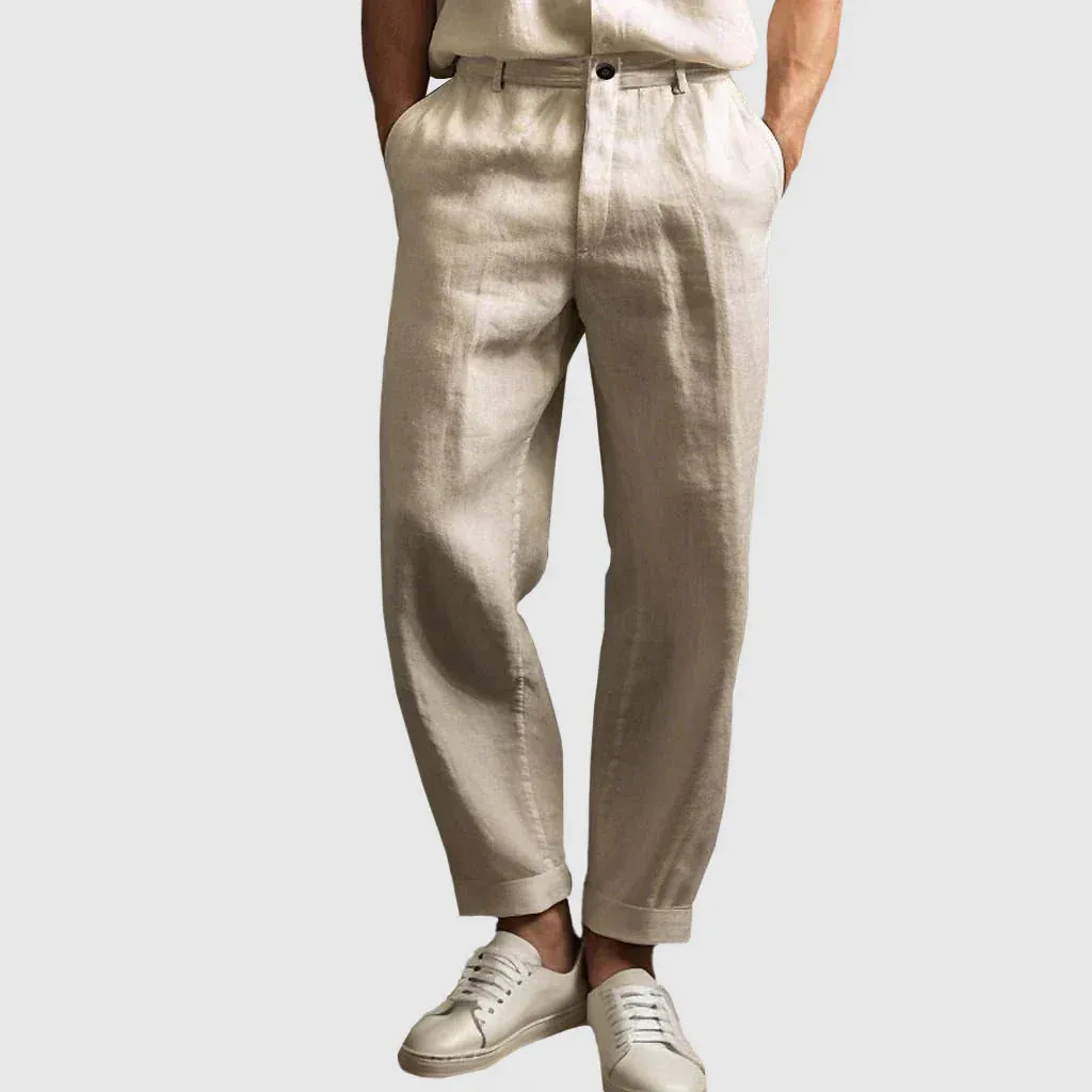 Amalfi Straight-Cut Linen Pants