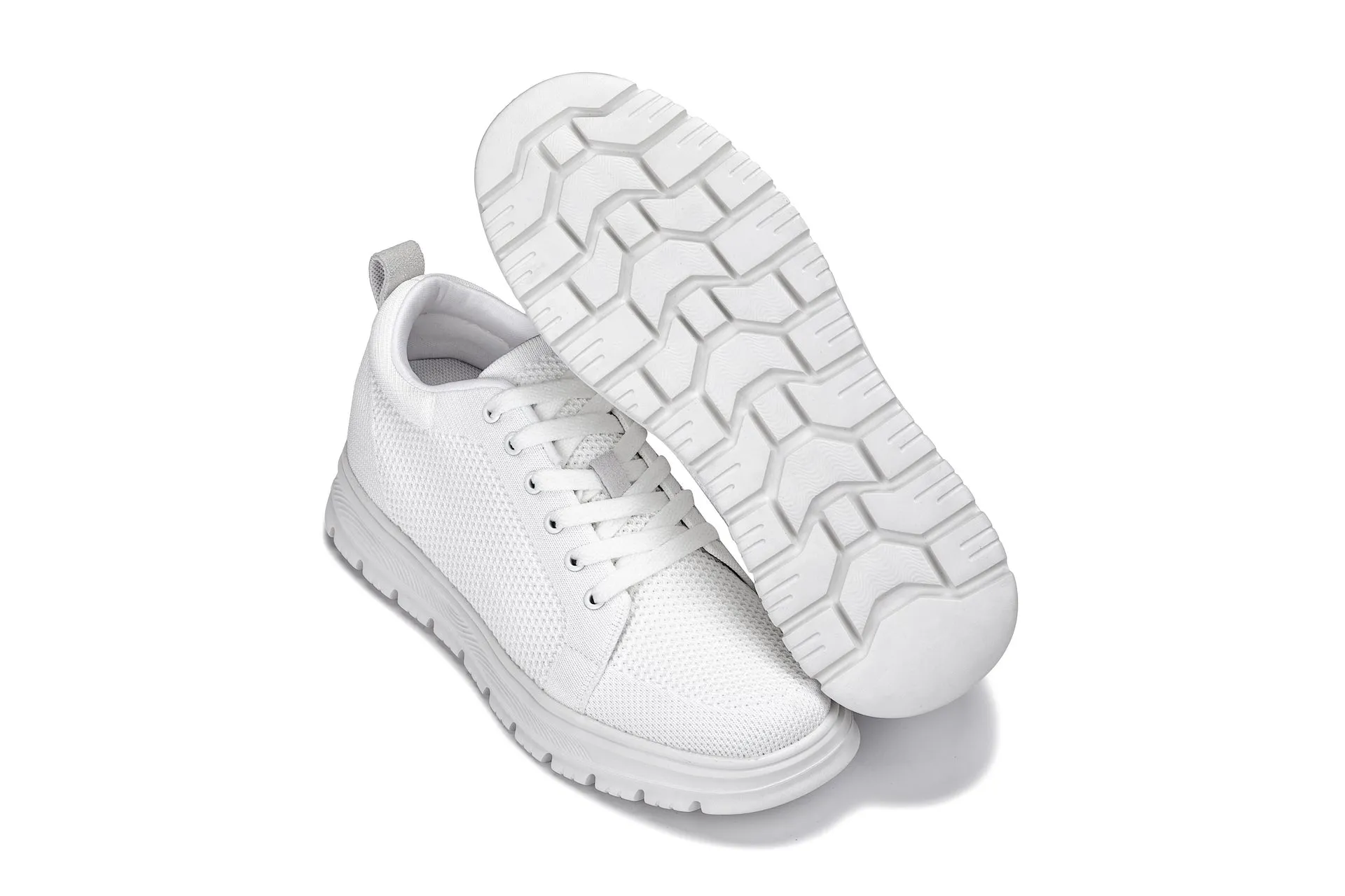 CALTO - X2321 - 2.4 Inches Taller (White/White Sole) - Lace Up Casual Sneaker - Lightweight