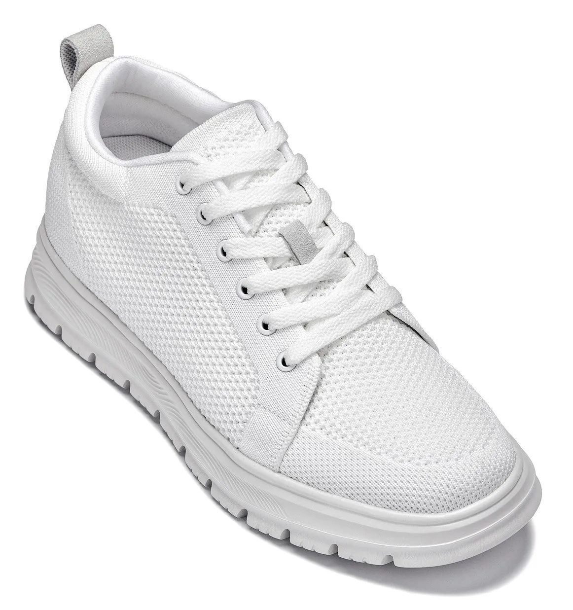 CALTO - X2321 - 2.4 Inches Taller (White/White Sole) - Lace Up Casual Sneaker - Lightweight
