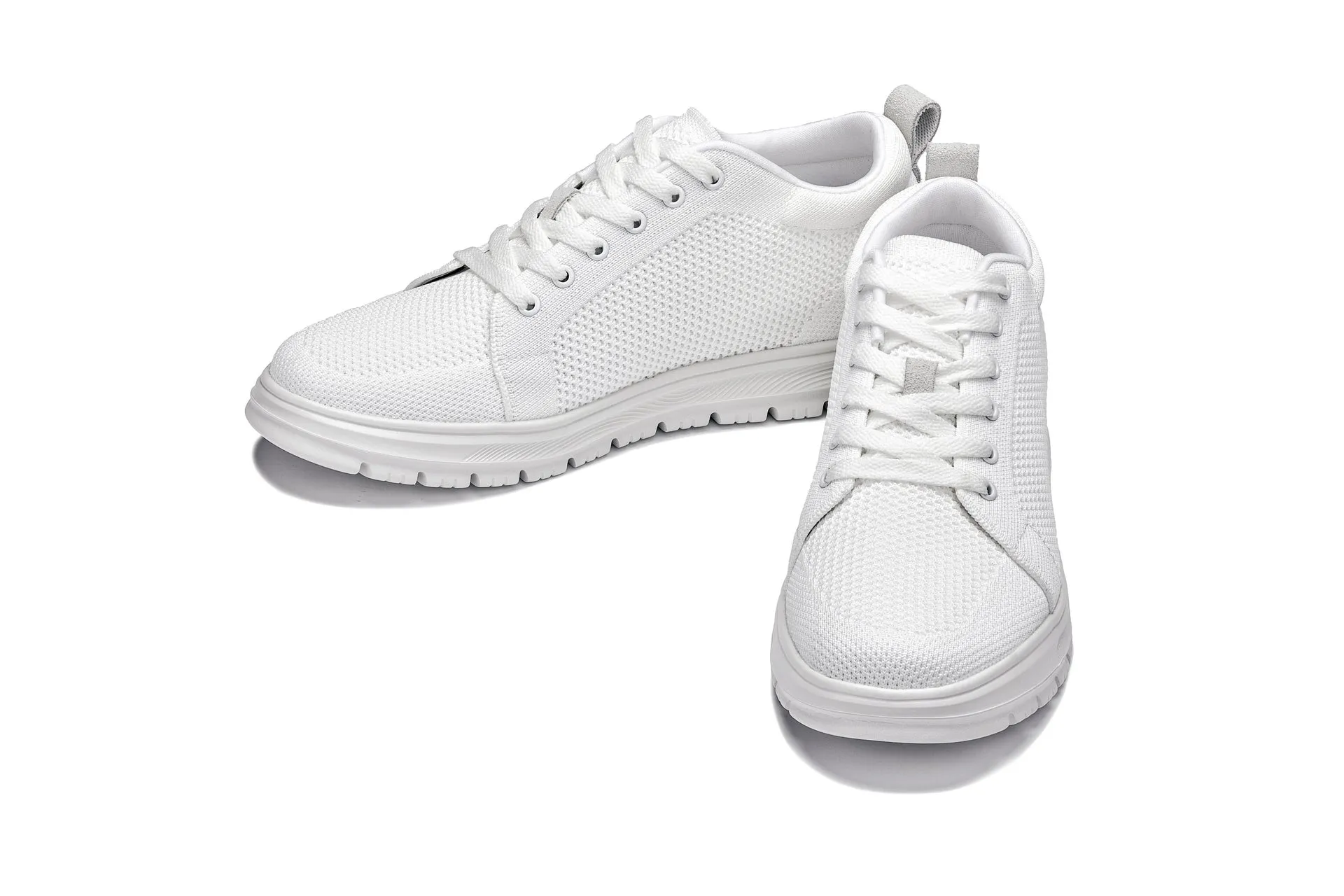 CALTO - X2321 - 2.4 Inches Taller (White/White Sole) - Lace Up Casual Sneaker - Lightweight