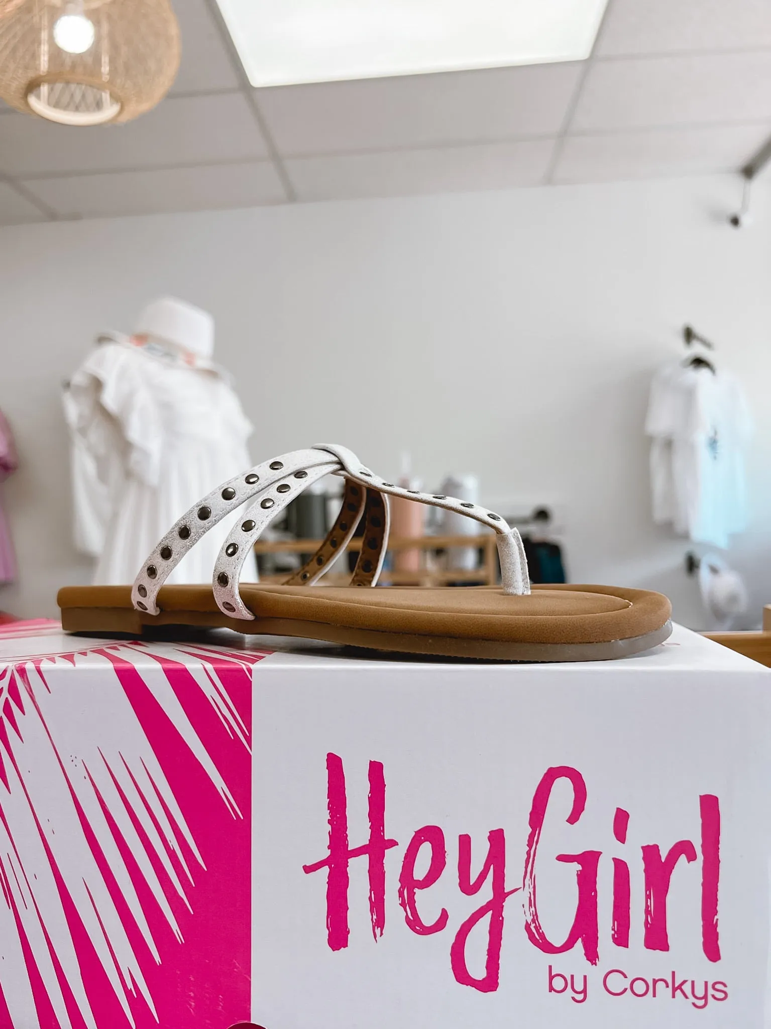 Corkys Swimsuit White Studded Sandals
