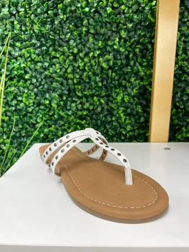 Corkys Swimsuit White Studded Sandals