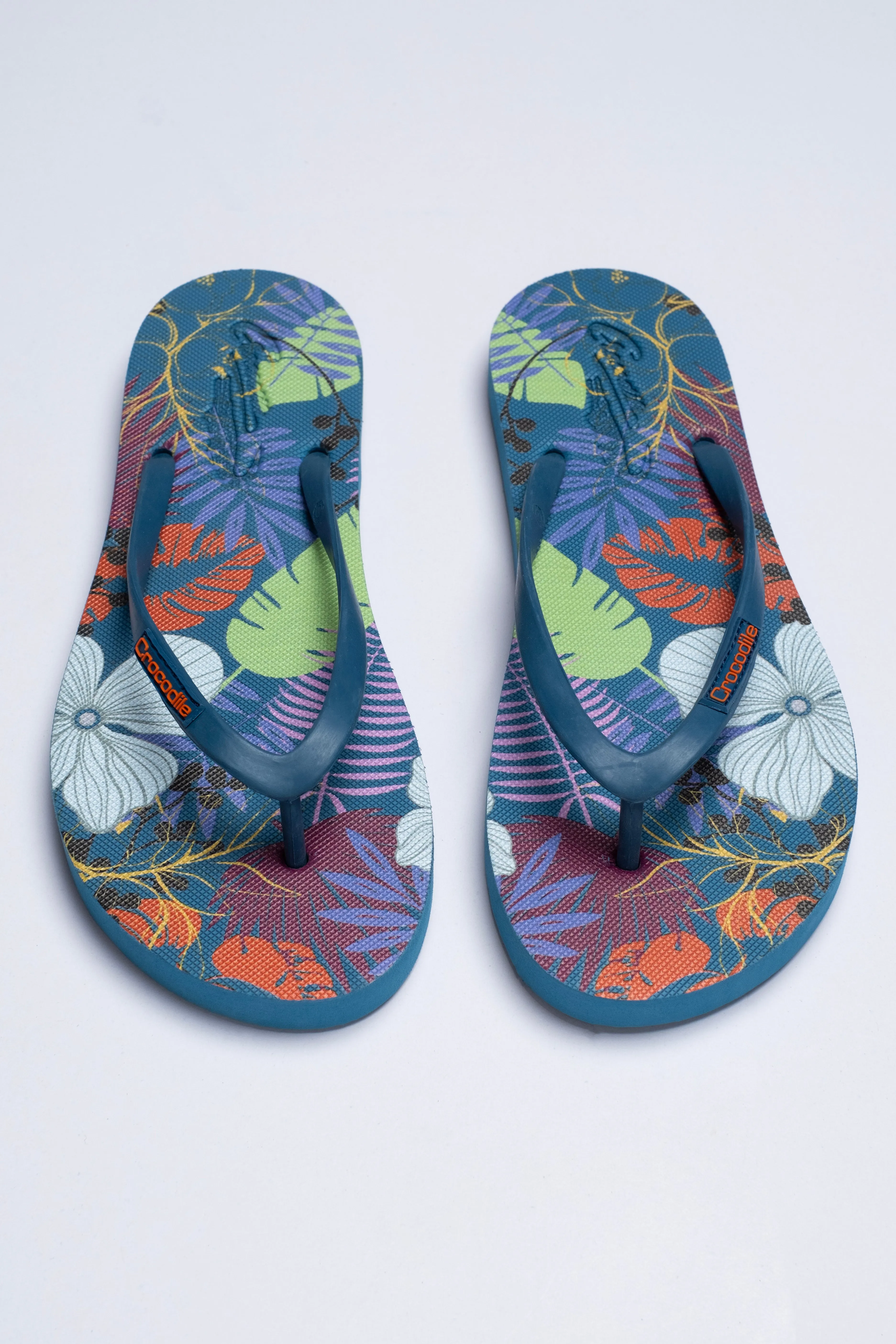 Crocodile Printed Flip Flop-Blue