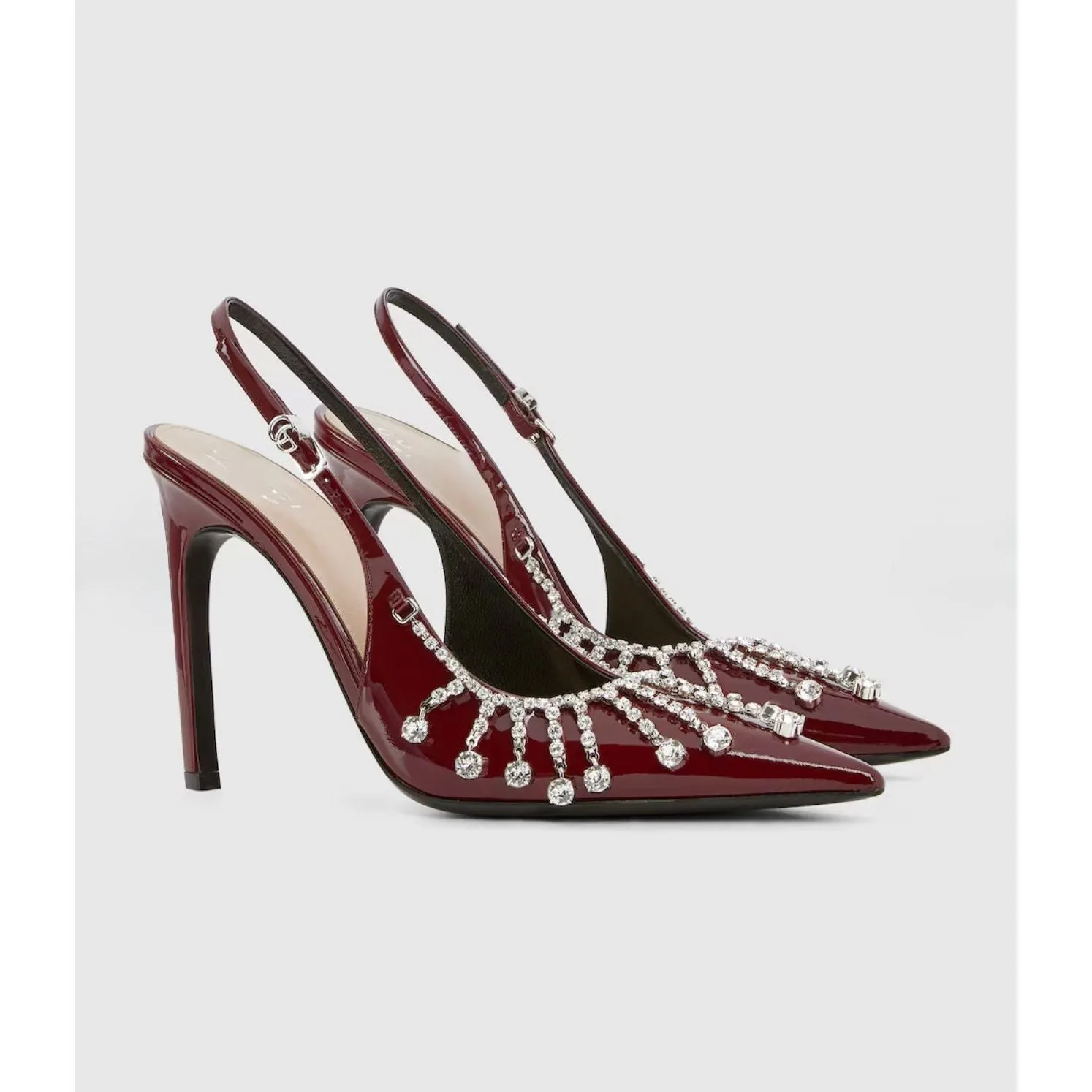 Diamond Embellishment Stiletto Pointed-Toe Shoes.