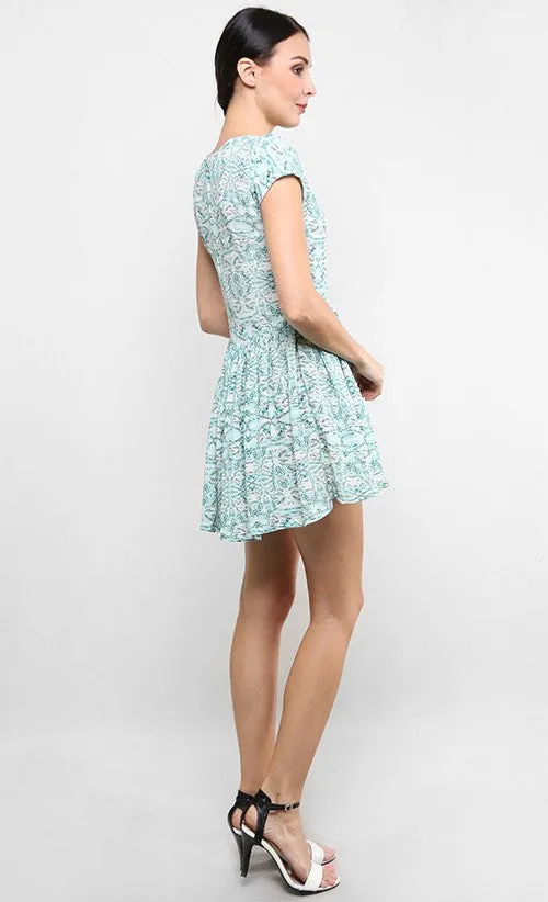 DREAMY DRAGONFLIES CAP SLEEVED DRESS