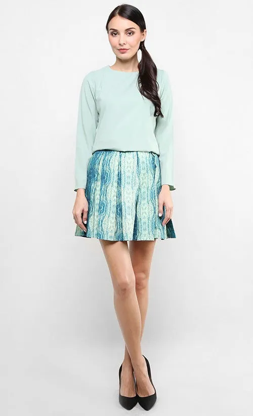 ENCHANTED OCEAN BOX PLEAT MINI SKIRT