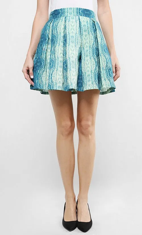 ENCHANTED OCEAN BOX PLEAT MINI SKIRT
