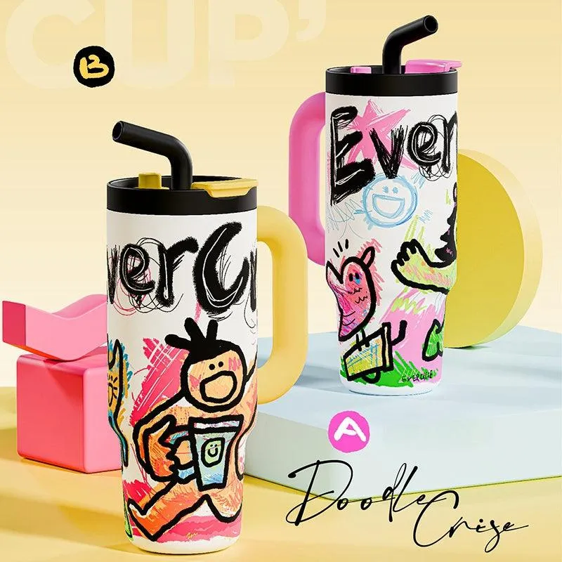 Evercrise Doodle Tuunn Cup 1240ml | Large Capacity Thermos Cup