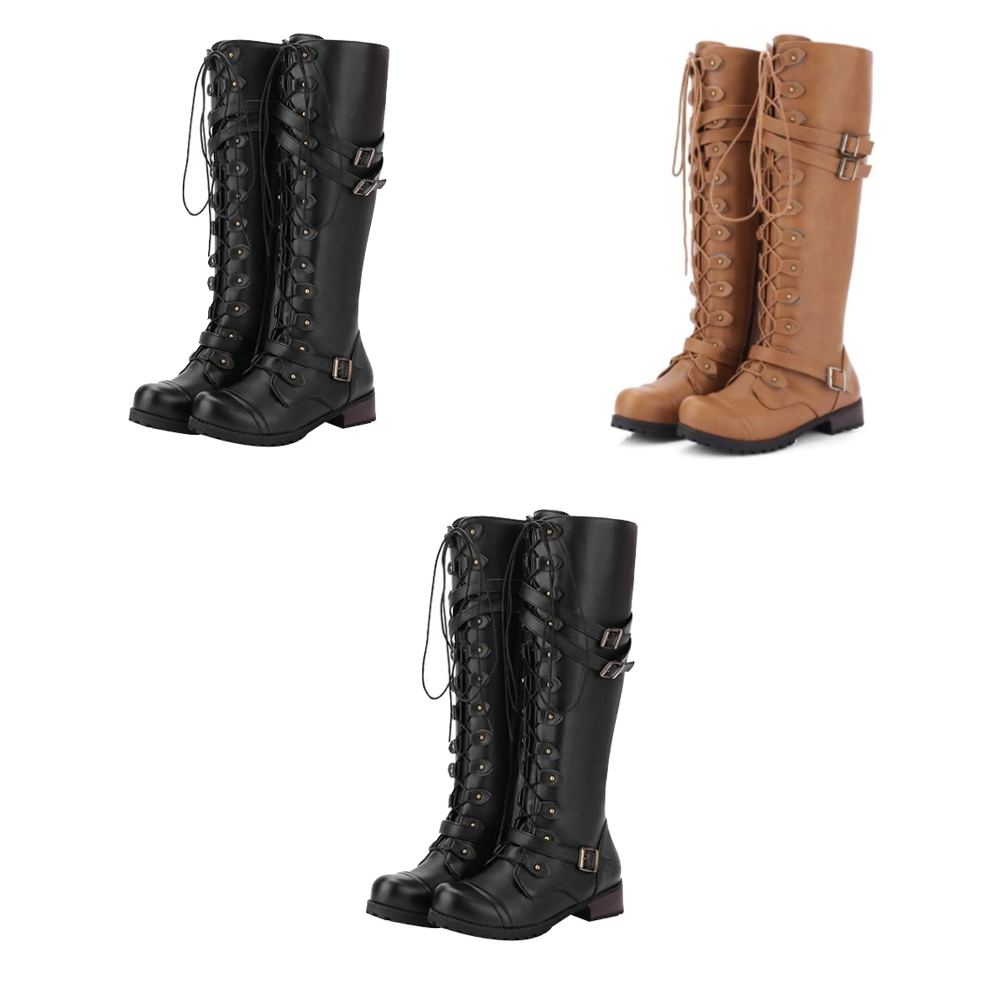Funki Buys | Boots | Women's Knee High Steampunk Flat Boots