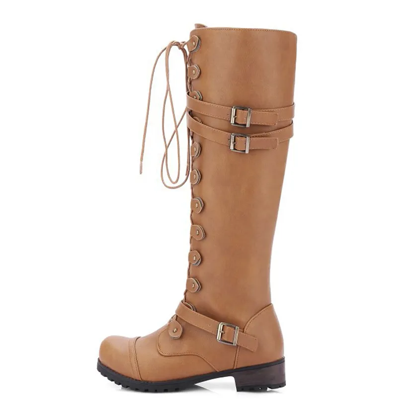 Funki Buys | Boots | Women's Knee High Steampunk Flat Boots