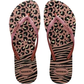 Havaianas Slim Animal Mix Summer Flip Flops - Black/Gold