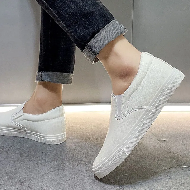 Hnzxzm Winter Shoes Men Loafers Warm Plush Mens Casual Shoes Soft Cotton Male Footwear Black White Shoes Big Size 45 A4904