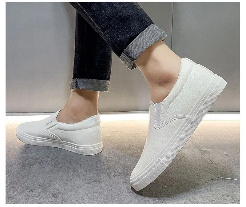 Hnzxzm Winter Shoes Men Loafers Warm Plush Mens Casual Shoes Soft Cotton Male Footwear Black White Shoes Big Size 45 A4904