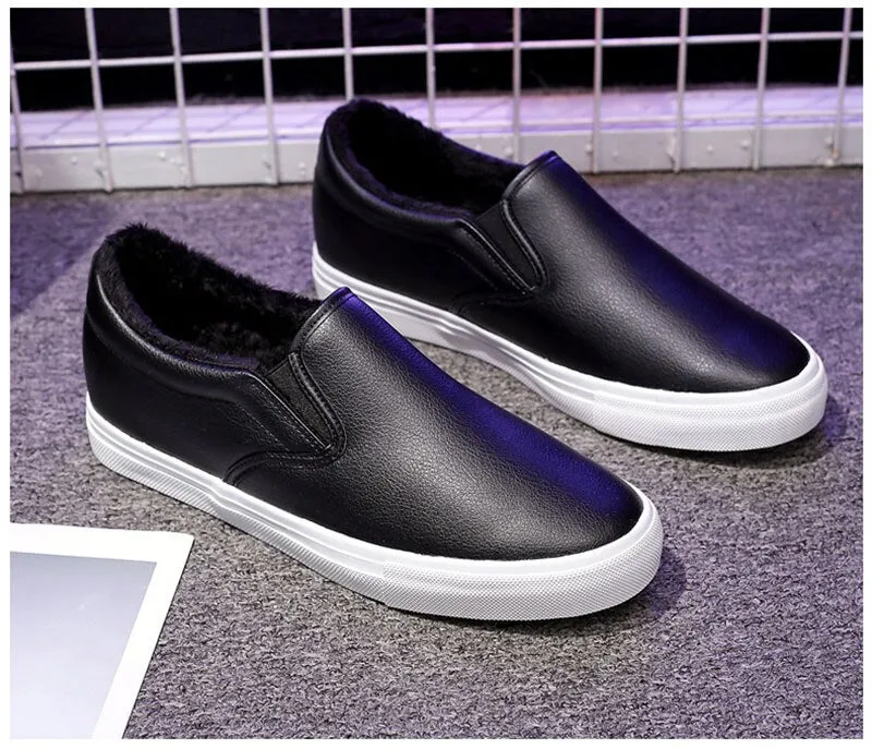 Hnzxzm Winter Shoes Men Loafers Warm Plush Mens Casual Shoes Soft Cotton Male Footwear Black White Shoes Big Size 45 A4904