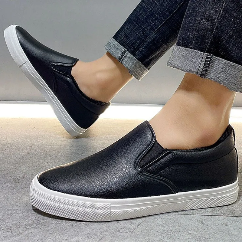 Hnzxzm Winter Shoes Men Loafers Warm Plush Mens Casual Shoes Soft Cotton Male Footwear Black White Shoes Big Size 45 A4904