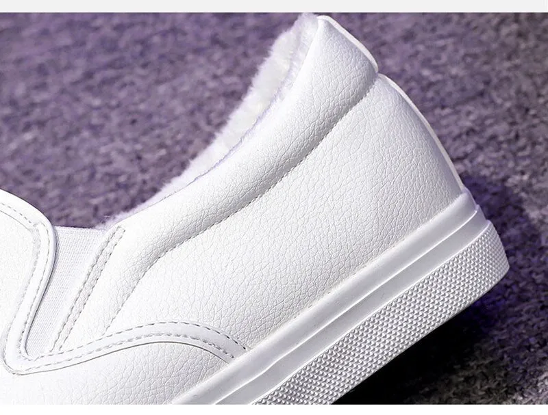 Hnzxzm Winter Shoes Men Loafers Warm Plush Mens Casual Shoes Soft Cotton Male Footwear Black White Shoes Big Size 45 A4904