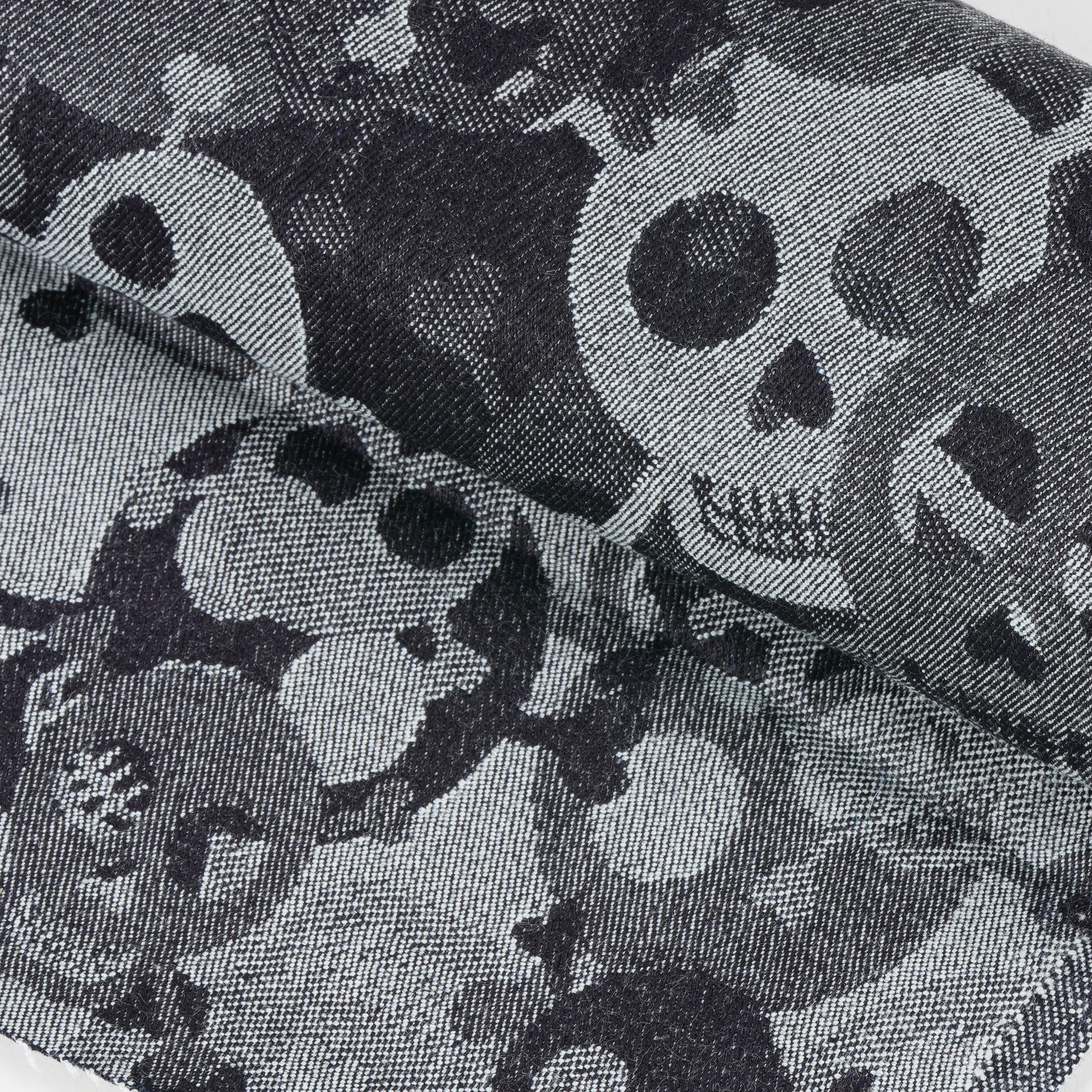 indigo jaquard skulls - 10oz