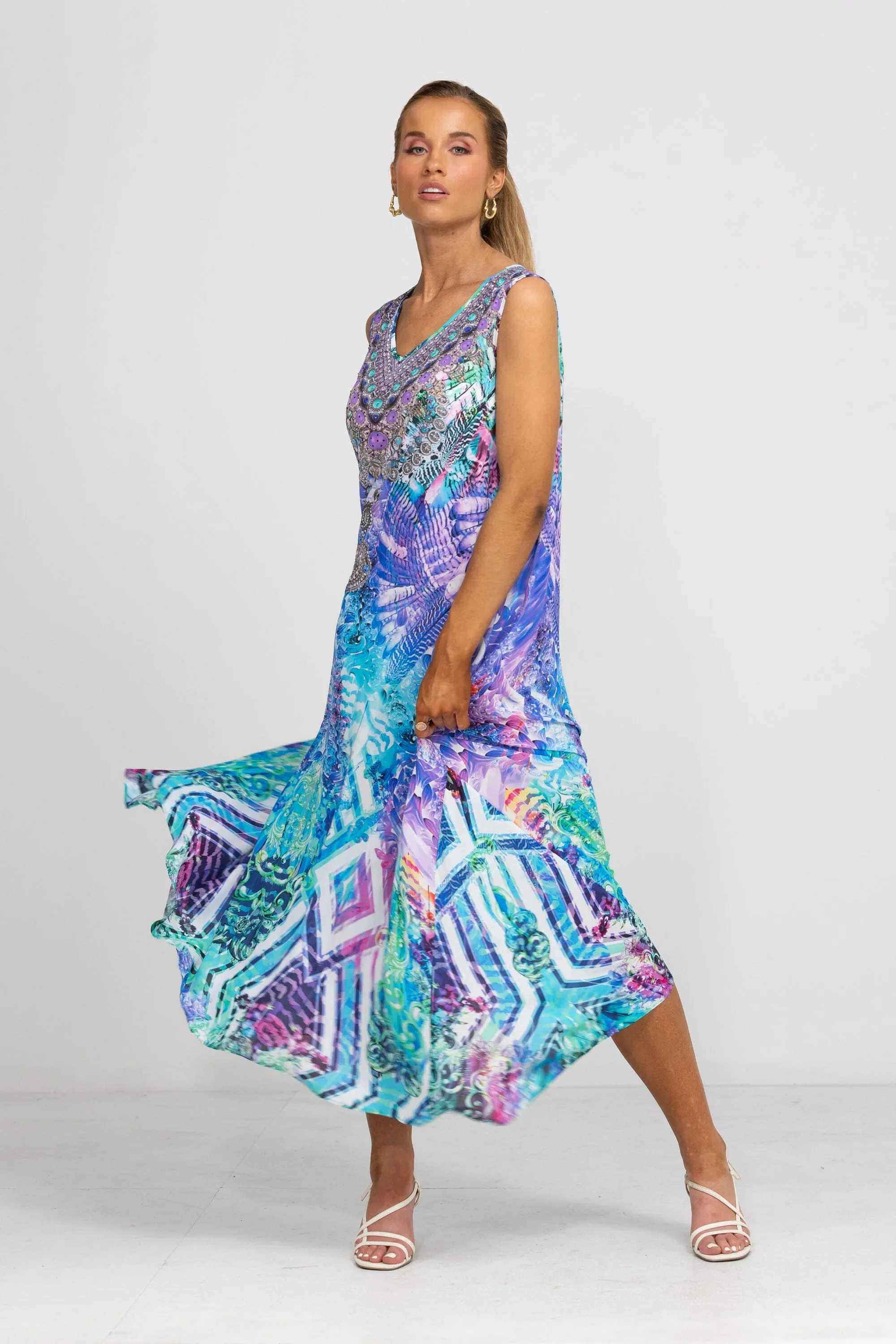 INDIGO SUMMER - SLEEVELESS MAXI DRESS