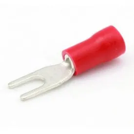 Insulated 4mm Fork Terminal - 0.5-1.5mm² Cable (Red) Pack of 100