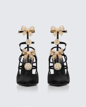 Melba Black Jewel Bow Pumps