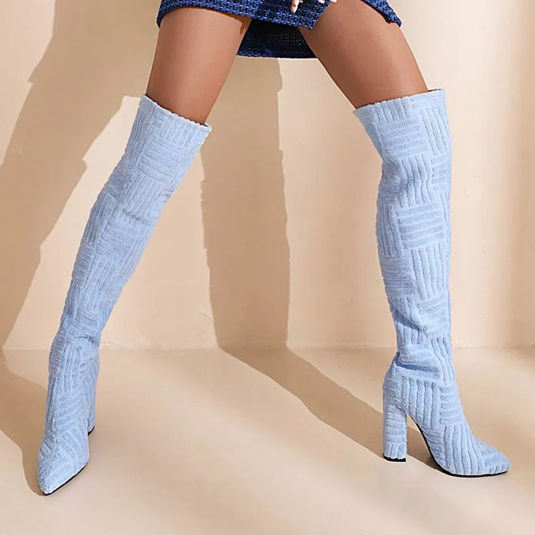 New Brand Autumn Winter Knee High Boots Women Sexy Party Mature Thin High Heels Women&#39;s Boots Flock INS Club Female Trendy Shoes
