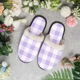 Purple & White Checkered | cozy slippers