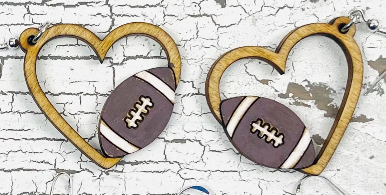 Sports Heart Dangle Earrings- 7 Options!