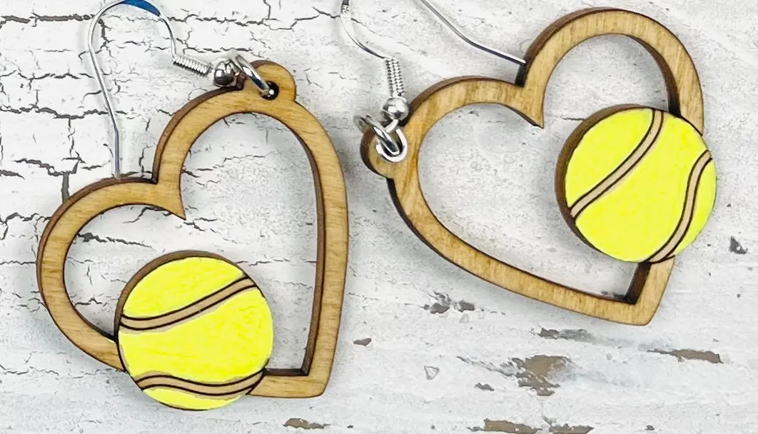 Sports Heart Dangle Earrings- 7 Options!