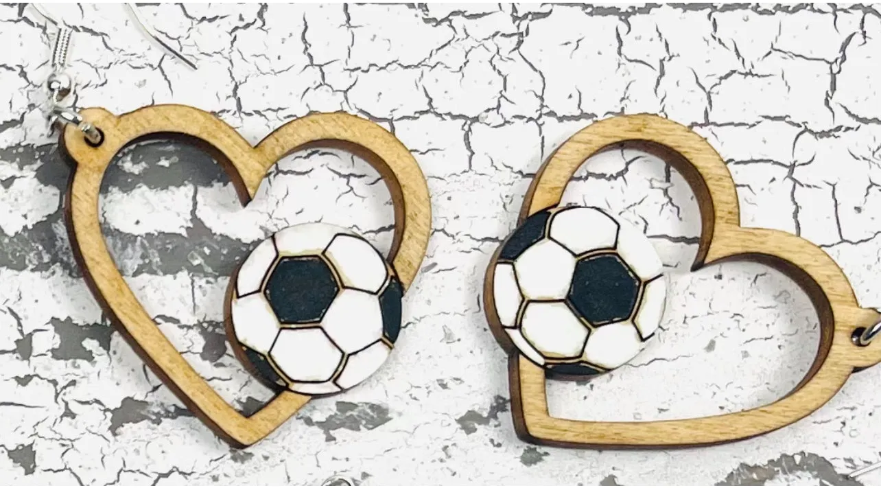 Sports Heart Dangle Earrings- 7 Options!