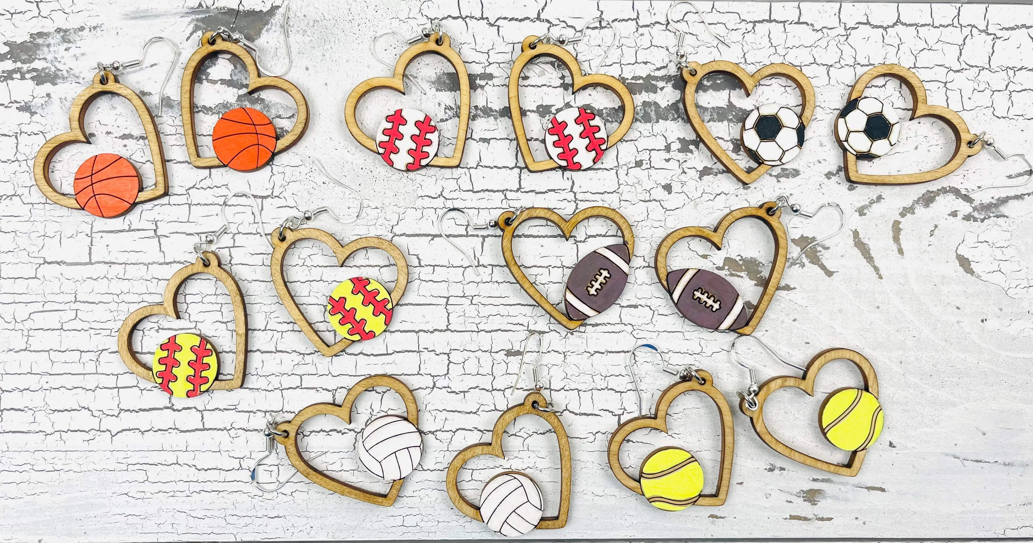 Sports Heart Dangle Earrings- 7 Options!