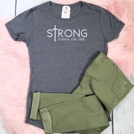 sTrong Joshua 1:9 Ladies Short Sleeve Shirt