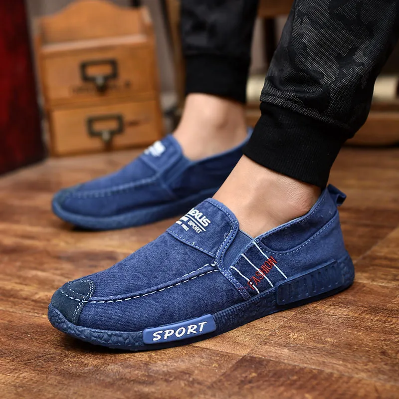 Summer Slip on Men&#39;s Casual Shoes Rubber Solid Mens Canvas Shoes Lightweight Waterproof Male Flat Casual Sneakers