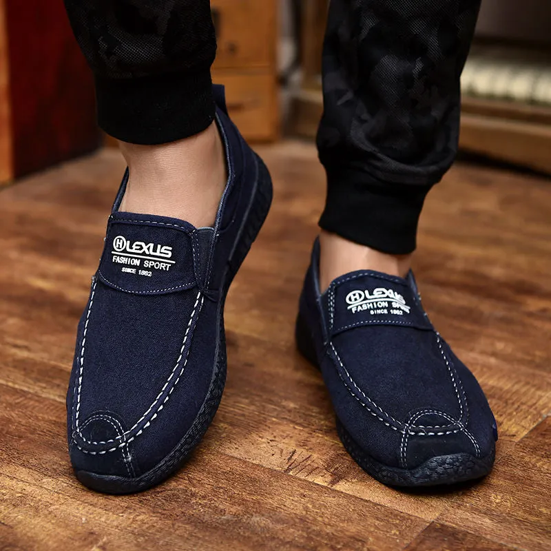 Summer Slip on Men&#39;s Casual Shoes Rubber Solid Mens Canvas Shoes Lightweight Waterproof Male Flat Casual Sneakers