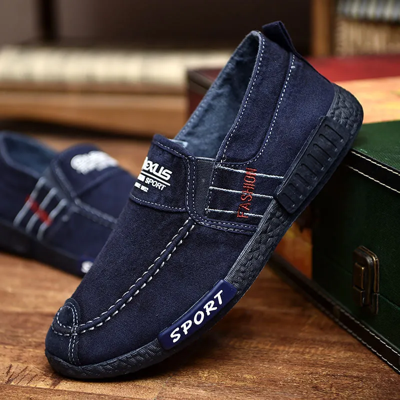Summer Slip on Men&#39;s Casual Shoes Rubber Solid Mens Canvas Shoes Lightweight Waterproof Male Flat Casual Sneakers