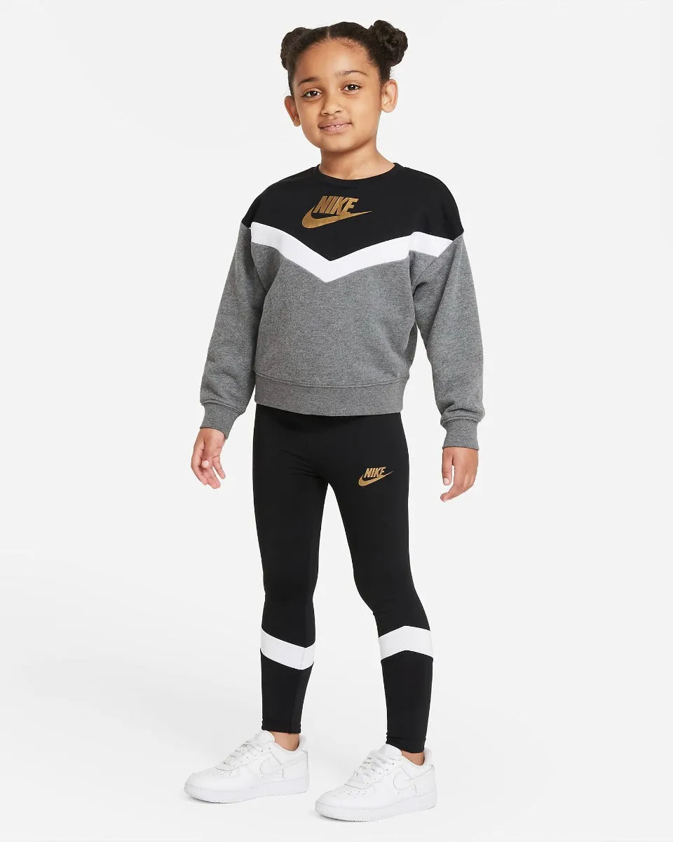 Sweat Nike Sportswear Go for Gold Enfant Fille - Gris/Noir/Blanc
